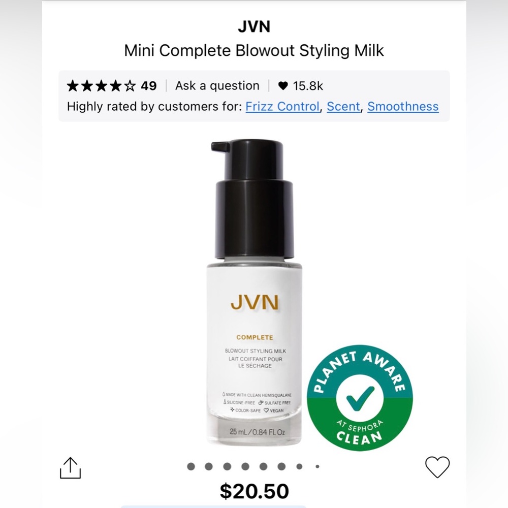 JVN Complete Blowout Styling Milk (25 ml)